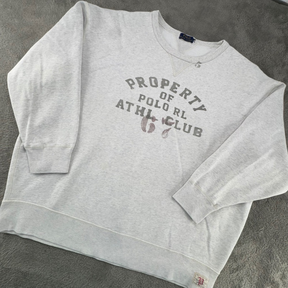 Polo Ralph Lauren Sweatshirt Mens XXL Grey Excellent‎ Athl Club Graphic V-Stitch